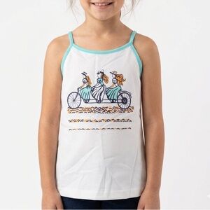 Vintage Carol Evans Girls 12 Bicycle Graphic Tank Top White Sleeveless JCPenney